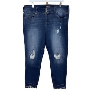 Torrid Womens Jeans Distressed Dark Wash Plus Size 18 Ripped Jeans